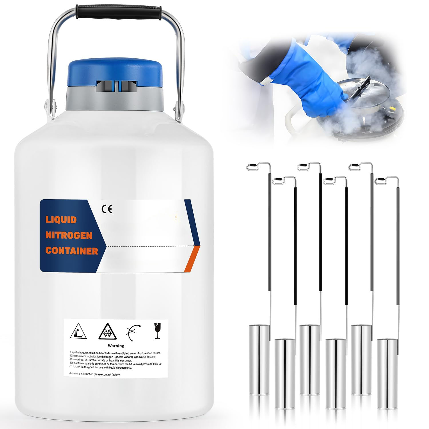6L Liquid Nitrogen Container Cryogenic Container Liquid Nitrogen (LN2) Dewar Aluminum Alloy Semen Tank 6L Liquid Nitrogen Container Cryogenic Container Liquid Nitrogen (LN2) Dewar Aluminum Alloy Semen Tank